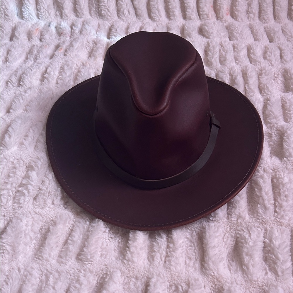 Wilsons Leather Dark Brown Leather Fedora Hat